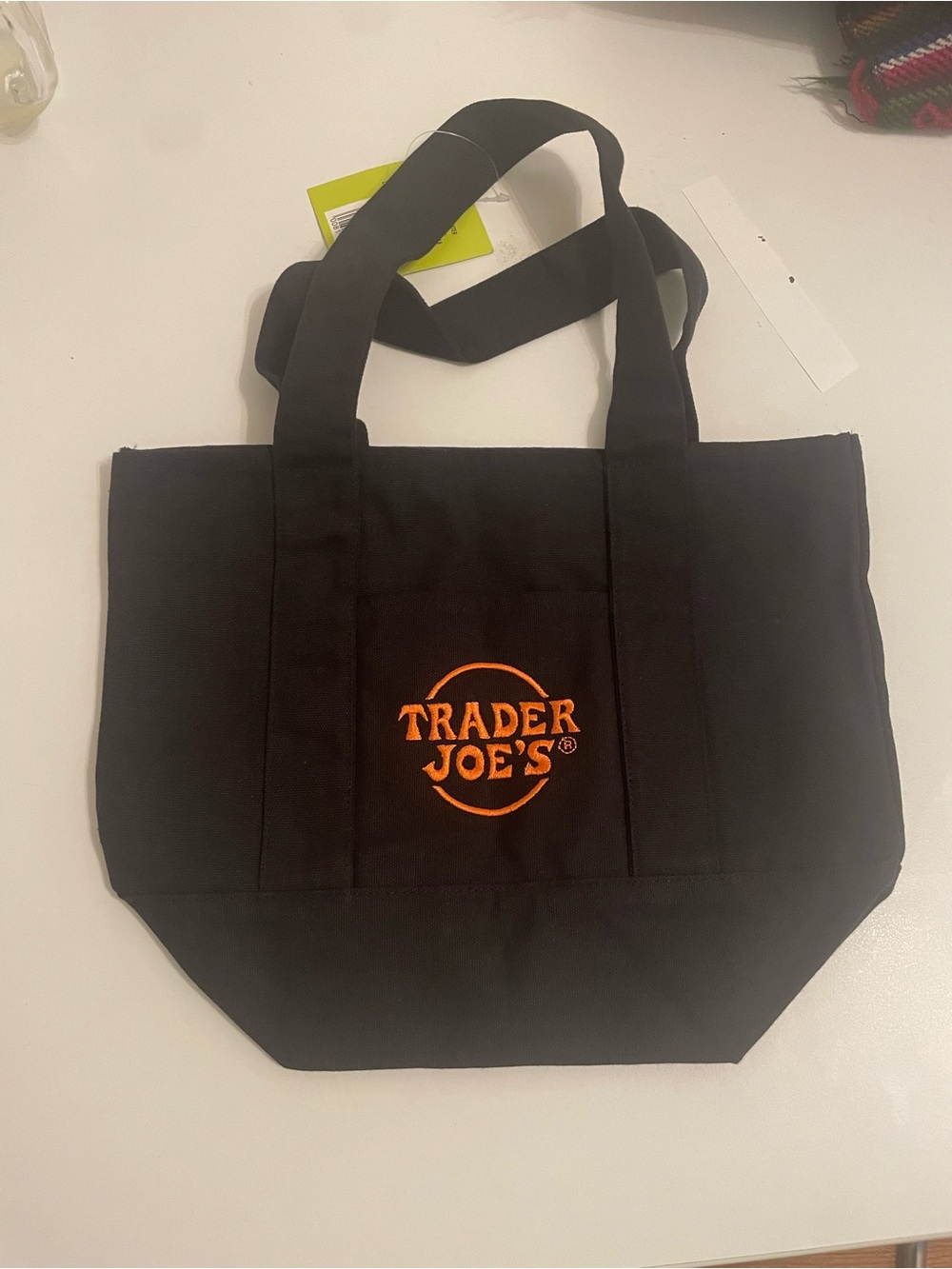 Trader Joe's Black Tote Bag with Orange Logo